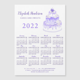 2022 Calendrier Magnet Purple White Girly Bakery