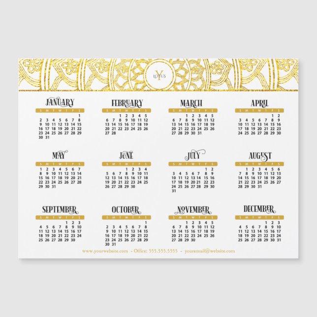 2022 Gold Lotus Monogram Business Calendar  (Devant)