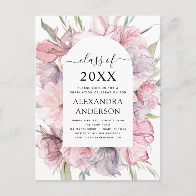 2022 Graduation Boho Dusty Rose Purple Invitation (Devant)