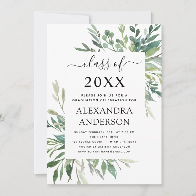 2022 Graduation Botanical Greenery Invitation (Devant)
