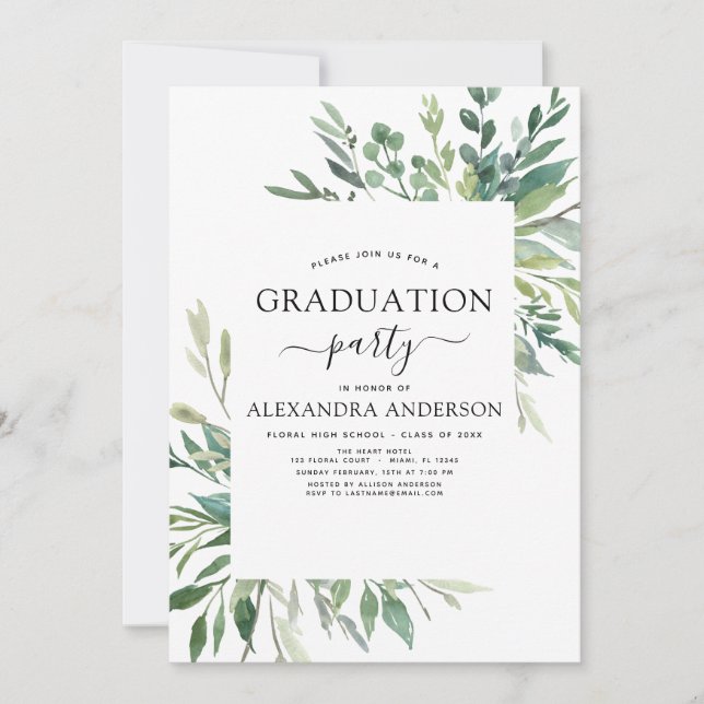 2022 Graduation Botanical Greenery Invitation (Devant)