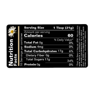 2022 Honey Nutrition Facts Étiquette Black Gold Da