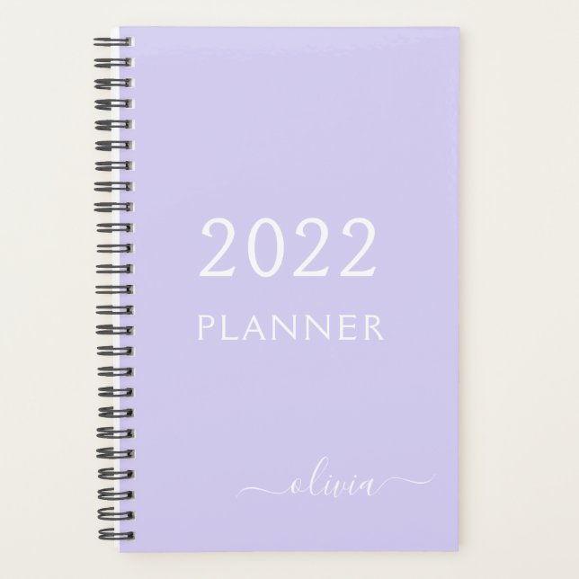 2022 Lavender Purple Girly Script Monogramme Nom