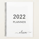 2022 Noir Blanc Script Monogramme Nom Moderne<br><div class="desc">2022 Blanc et Noir Monogramme Ajoutez Votre Propre Nom Script Planificateur de Mariage Événementiel 2021. C'est le cadeau idéal pour un anniversaire sweet 16, un mariage, une douche de mariée, un anniversaire de mariage, une baby shower ou une soirée d'enterrement de vie de jeune fille pour quelqu'un qui aime le...</div>