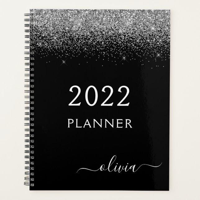 2022 Noir Paillettes Argentées Monogramme Luxe Mod (Devant)