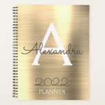 2022 Or Métallisé Monogramme Élégant<br><div class="desc">2022 Or Métallisé Monogramme Nom et Initial Cahier de Planification en Spirale. C'est le cadeau idéal pour un anniversaire sweet 16, un mariage, une douche de mariée, un anniversaire de mariage, une baby shower ou une soirée d'enterrement de vie de jeune fille pour quelqu'un qui aime le luxe clinquant et...</div>
