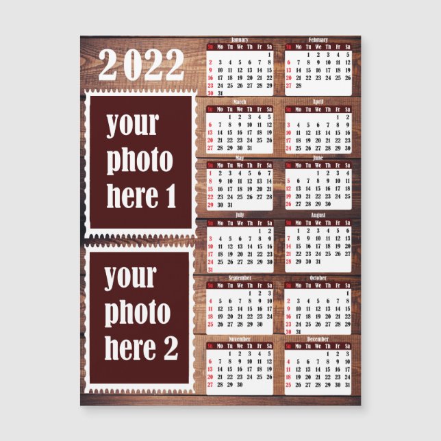 2022 Photo Calendrier personnalisé Aimant frigo (Devant)