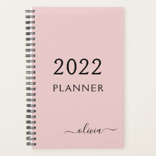 2022 Rose Pâle Féminin Monogramme Nom Moderne