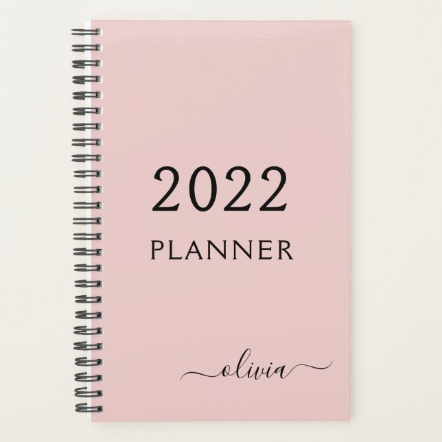 2022 Rose Pâle Féminin Monogramme Nom Moderne (Devant)