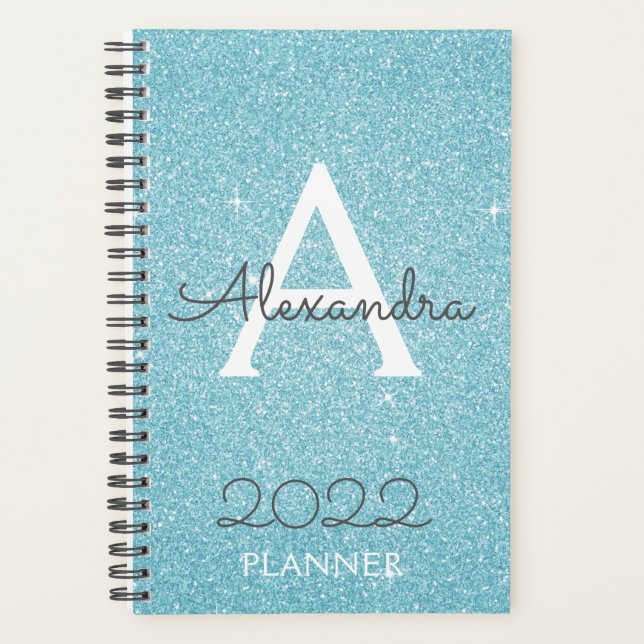 2022 Turquoise Bleu Aqua Paillettes Monogramme (Devant)