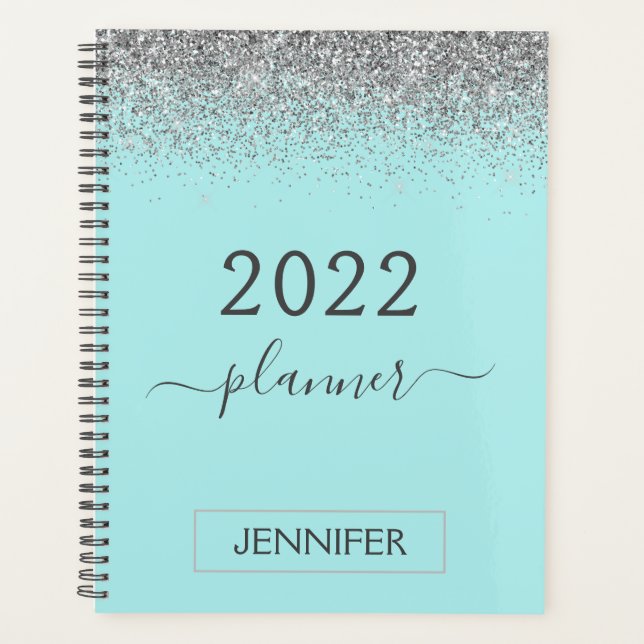 2022 Turquoise Glitter Monogram Girly (Devant)