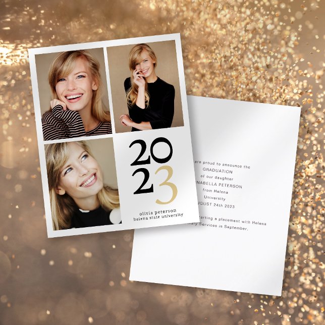 2023 3 Faire-part d'obtention d'un diplôme photo (Créateur téléchargé)