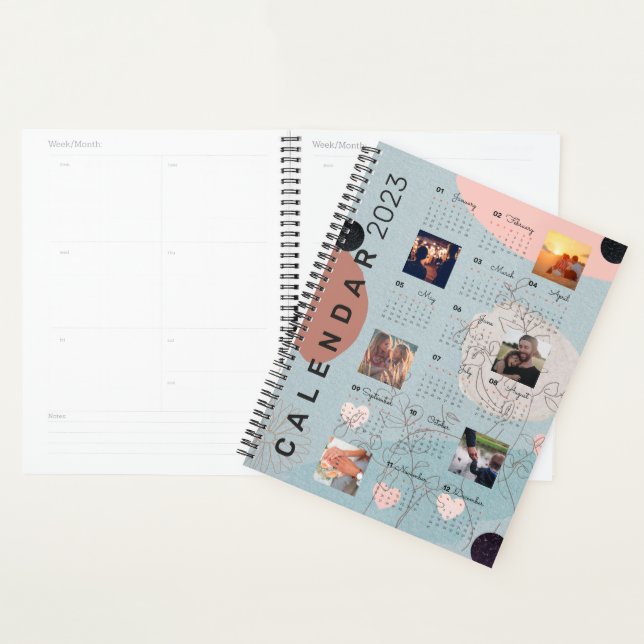 2023 Baby Blue Calendar journal, 6 photos personna (Devant avec enveloppe)