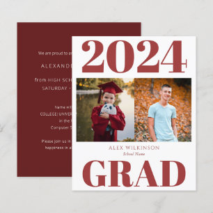 2023 BUDGET Rouge Moderne 2 Photo Grad Faire-part