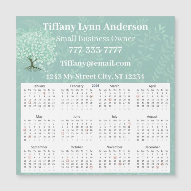 2023 Calendrier Arbre de feuilles cardiaques Flora (Devant)