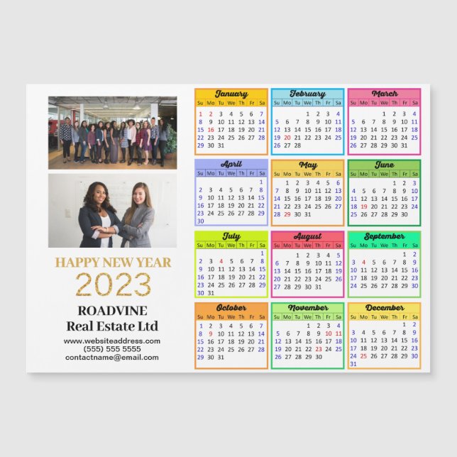 2023 Calendrier Business 2 Photo Moderne Gold Magn (Devant)
