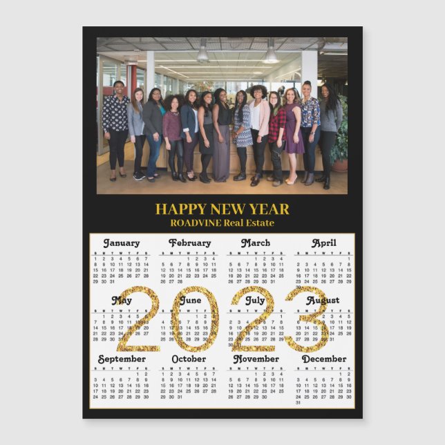 2023 Calendrier Business Modern Gold Photo Magnet (Devant)