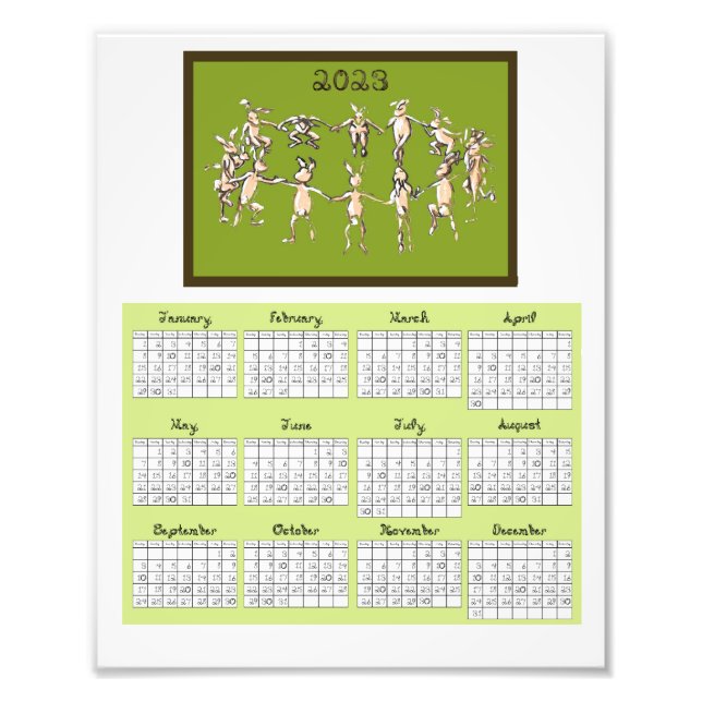 2023 Calendrier Fabric Font Lapins Dansant Photo P (Devant)