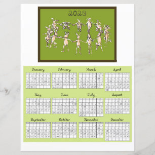2023 Calendrier Fabric Font Rabbits Danser