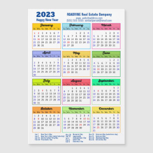2023 Calendrier moderne Blue Business Carte magnét