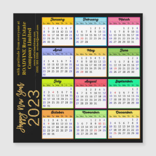 2023 Calendrier moderne Gold Script Magnet d'affai