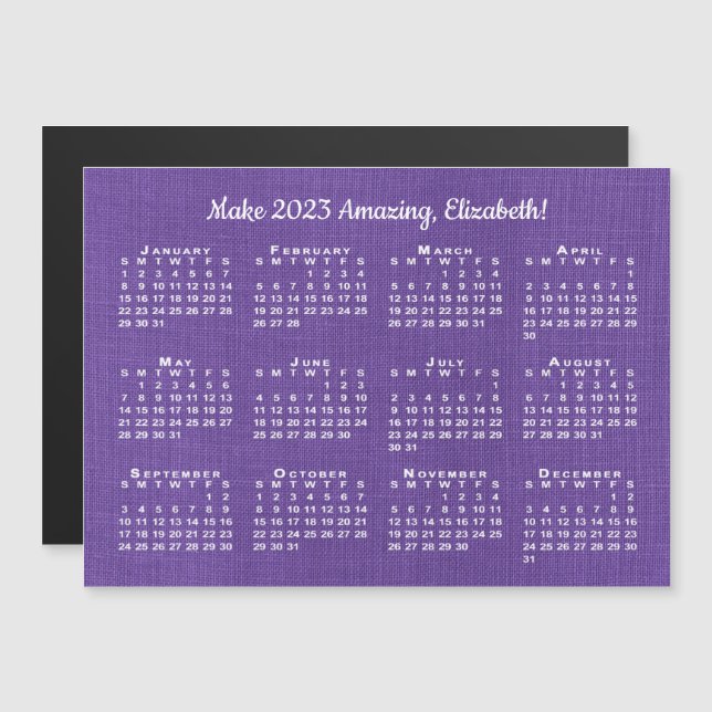 2023 Calendrier Motivation Nom personnalisé Purple (Devant / Derrière)