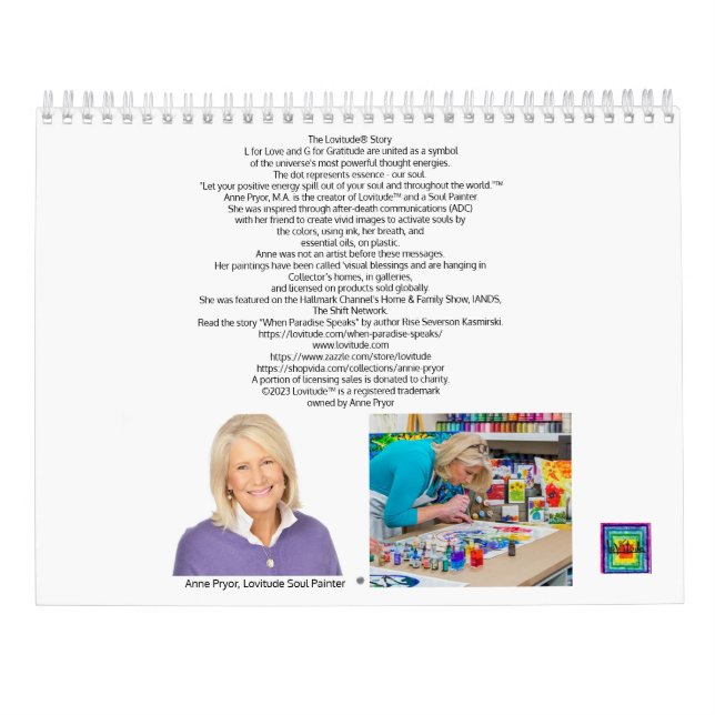 2023 Lovitude Gratitude Calendrier par Anne Pryor (Dos)