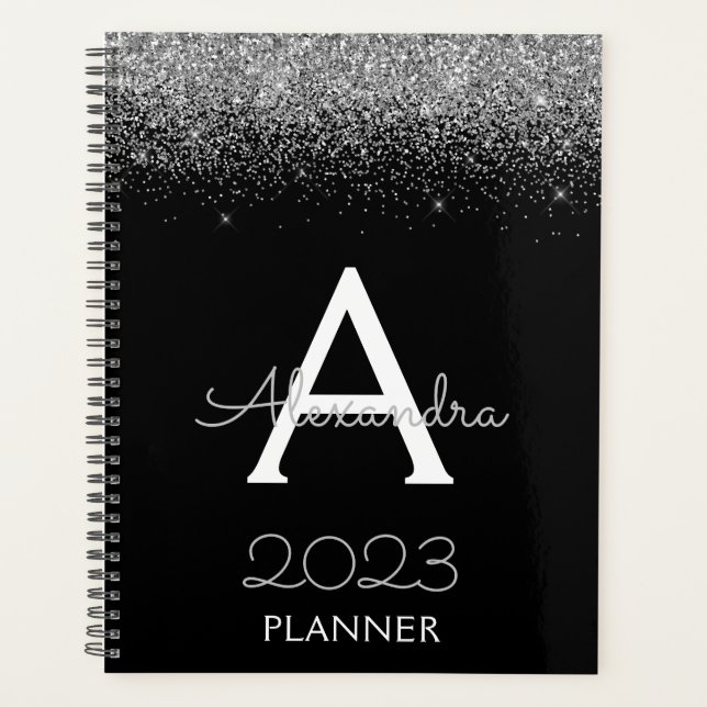 2023 Noir et Argent Paillettes Monogramme Luxe Mod (Devant)