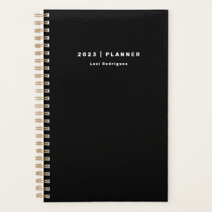 2023 Noir et blanc Planificateur mensuel/hebdomada