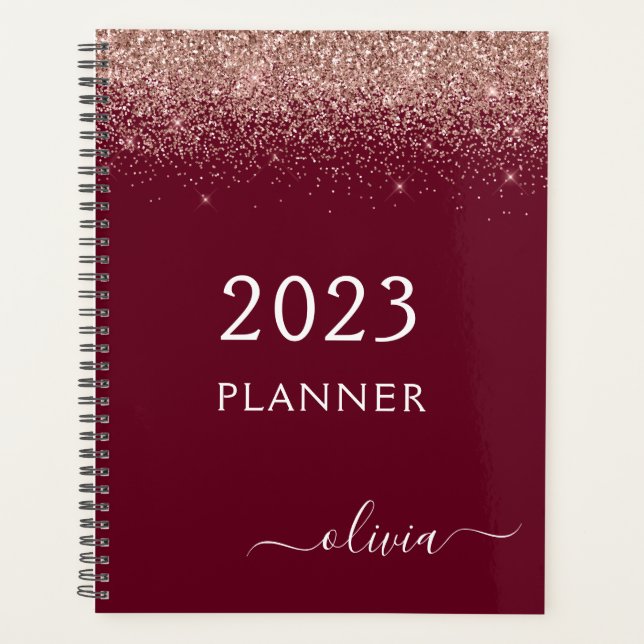 2023 Rose Gold Rose Bourgogne Paillettes Monogramm (Devant)