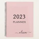 2023 Rose Pâle Féminin Monogramme Nom Moderne<br><div class="desc">2023 Rose Pâle Dusty Monogramme Ajoutez Votre Propre Nom Script 2021 Calendrier Mariage Organisateur d'événement. Cela fait le cadeau parfait pour un 16e anniversaire, un mariage, une fête de fiançailles, un anniversaire de mariage, une baby shower ou une soirée d'enterrement de vie de jeune fille pour quelqu'un qui aime le...</div>