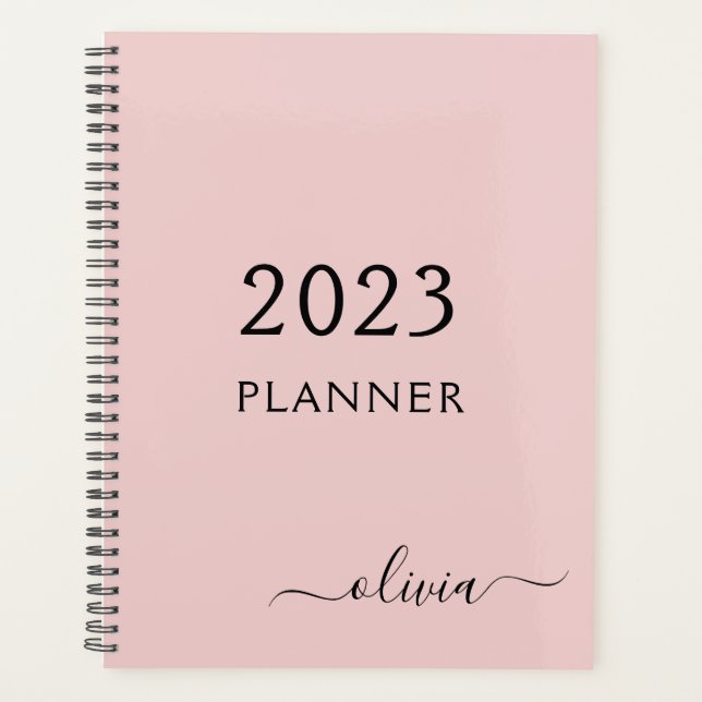 2023 Rose Pâle Féminin Monogramme Nom Moderne (Devant)