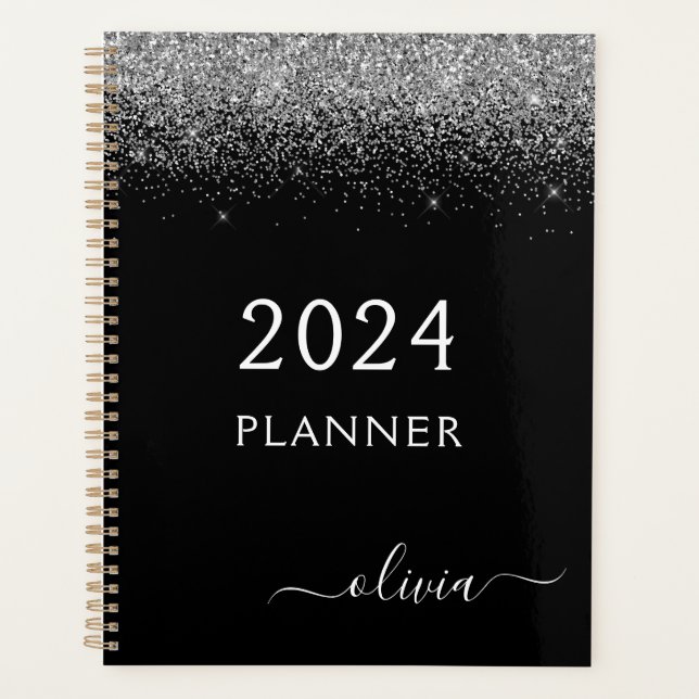 2023 Silver Black Glitter Sparkle Glam Monogram (Devant)