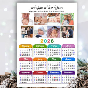 2024 2025 Calendrier 8 Collage Photo Simple Magnét