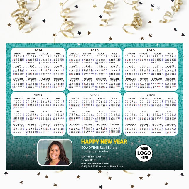 2024 - 2029 Calendrier Entreprise Logo Vert magnét (Créateur téléchargé)