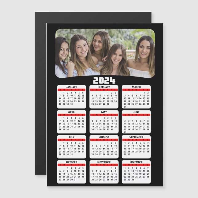 2024 - Ajouter Votre Photo - Calendrier - Rouge (Devant / Derrière)