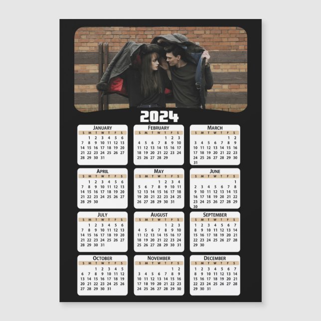 2024 - Ajouter Votre Photo - Calendrier - Tan (Devant)