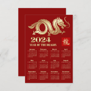 2024 Calendrier Année chinoise de la carte Dragon