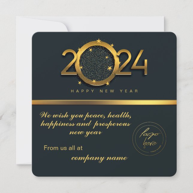 2024 Calendrier Black Gold Greeting Avec Logo (Devant)
