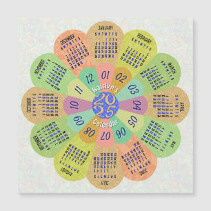 2024 Calendrier Boho Retro Flower Custom Name Magn