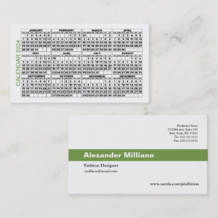 2024 Calendrier Classic Carte de visite Green Stri