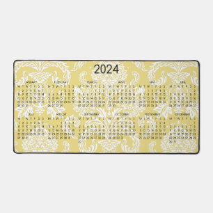 2024 Calendrier Damask Flax Simple couleur complèt