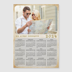 2024 Calendrier magnétique Photo personnalisée Nom