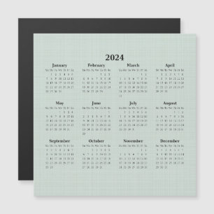 2024 Calendrier mensuel Linge vert fond magnétique