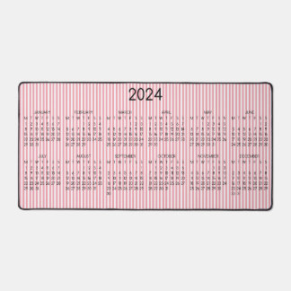 2024 Calendrier Rose blanc rayures Rose couleur