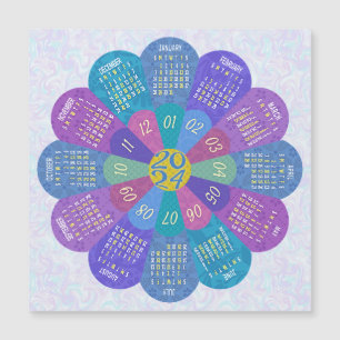 2024 Calendrier Unique Boho Purple Flower Magnet