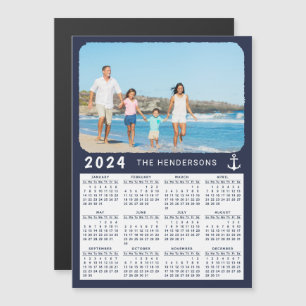 2024 Calendrier Votre Photo Marine Bleue Magnet