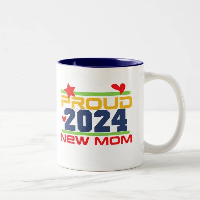 2024 Fière nouvelle maman à deux tons café Mug (Droit)