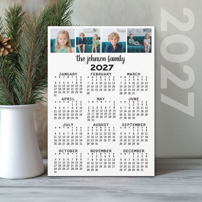 2024 Full Year View Calendar - 4 photos Holiday (2027 Calendar Holiday Card)