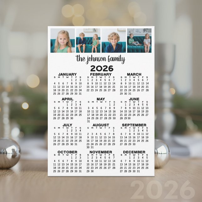 2024 Full Year View Calendar - 4 photos Holiday (2026 Calendar Card)